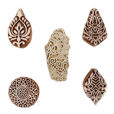 Set of 5 Piece New Mix Wooden Printing Blocks